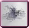 Silver Grey Satin Feather Rose Fascinator/Hair Band
