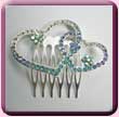 Double Crystal Heart Comb