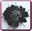 Black Beaded Feather Flower Fascinator