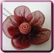 Burgund Organza Flower Hair Pin
